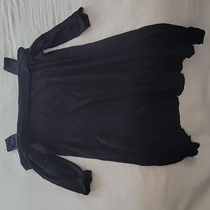 Casual Couture, Black, Large, Off-the-Shoulder, Mid Length Sleeve Shirt